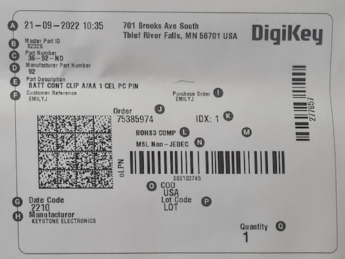 Digikey barcode